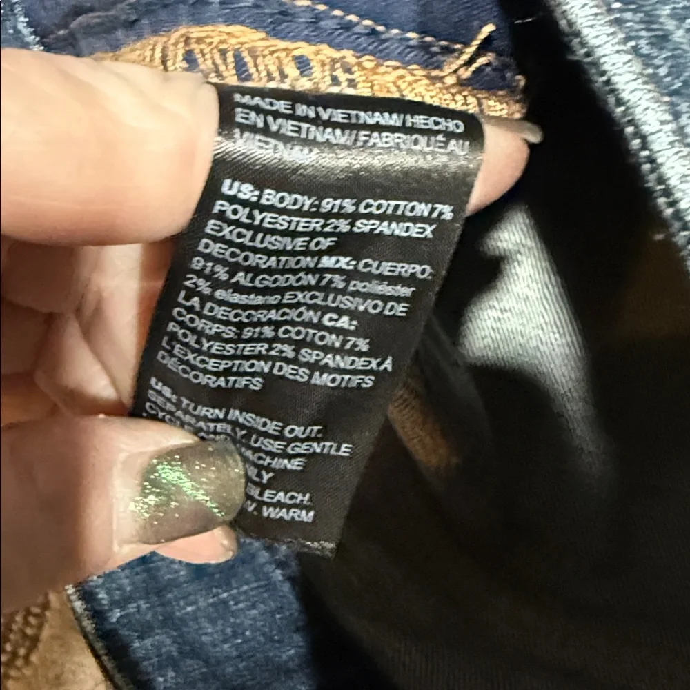 Size 8 WHBM Everyday Soft Skinny Ankle Blue Jeans. Like New. Faux Leather Trim - Picture 5 of 7